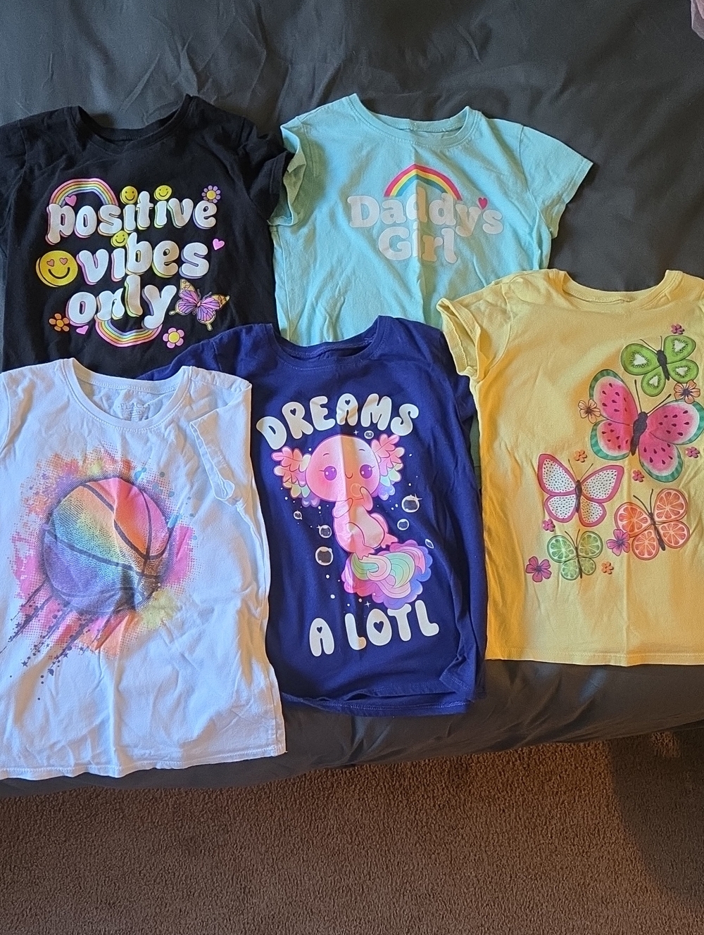 Girls' Colorful Graphic Tee - Assorted Pastel & Bright Colors